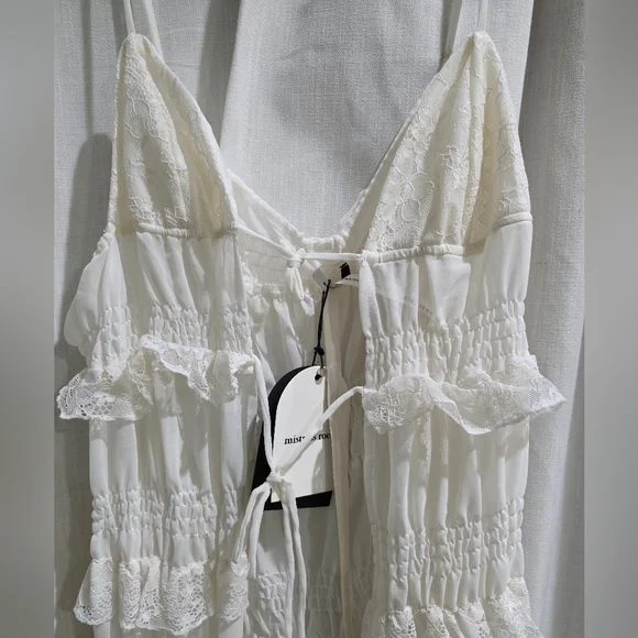 NWT Mistress Rocks White Lace Frilled Longline Midi Top‎ L - Picture 6 of 8